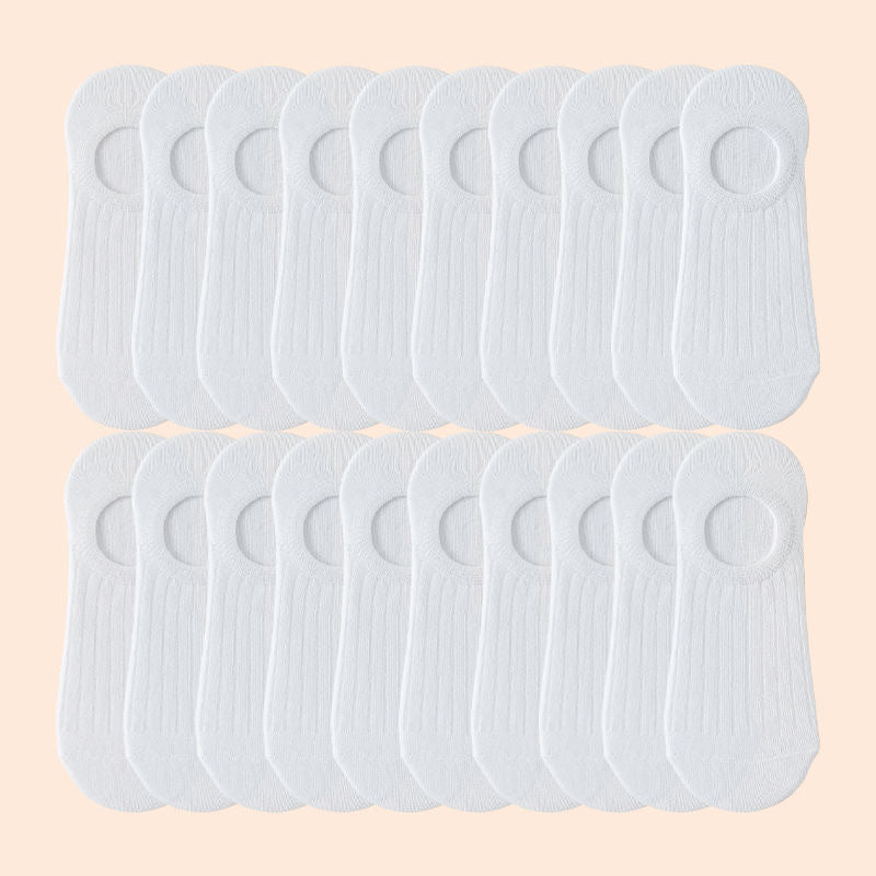 Cotton Blend Solid Color Casual Socks with Elastic Cuff