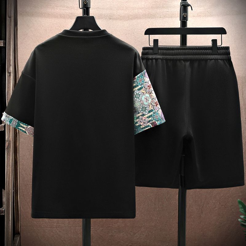 Loose Fit Polyester Short Sleeve T-Shirt and Shorts Casual Set