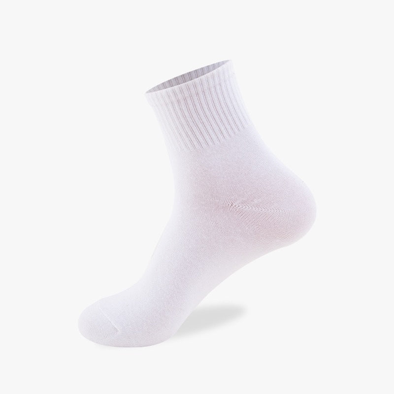 Cotton Blend Solid Color Casual Socks with Elastic Cuff