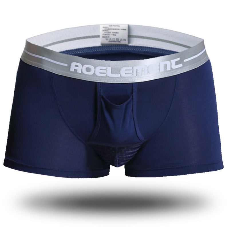 Ice Silk Breathable Mid Waist Boxer Shorts with Separation Design