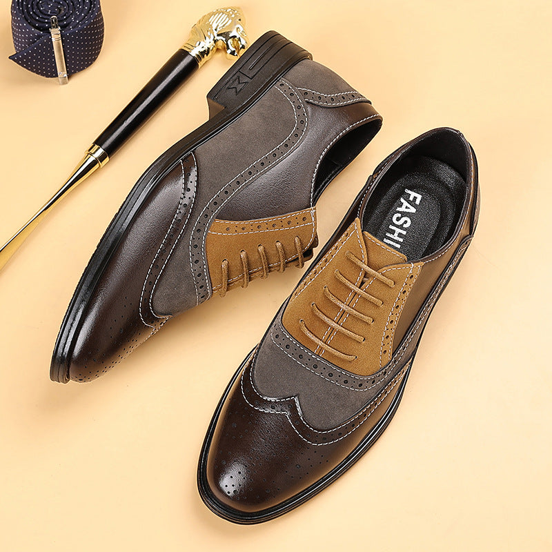 Lightweight Brogue Style Pointed Toe Casual Business Shoes