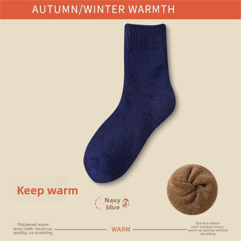 Fleece Lined Terry Mid Calf Warm Casual Socks