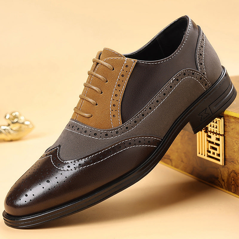 Lightweight Brogue Style Pointed Toe Casual Business Shoes