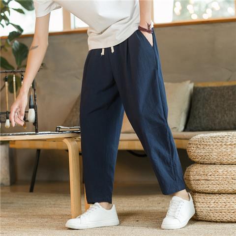 Linen Cotton Blend Relaxed Fit Straight Leg Summer Pants