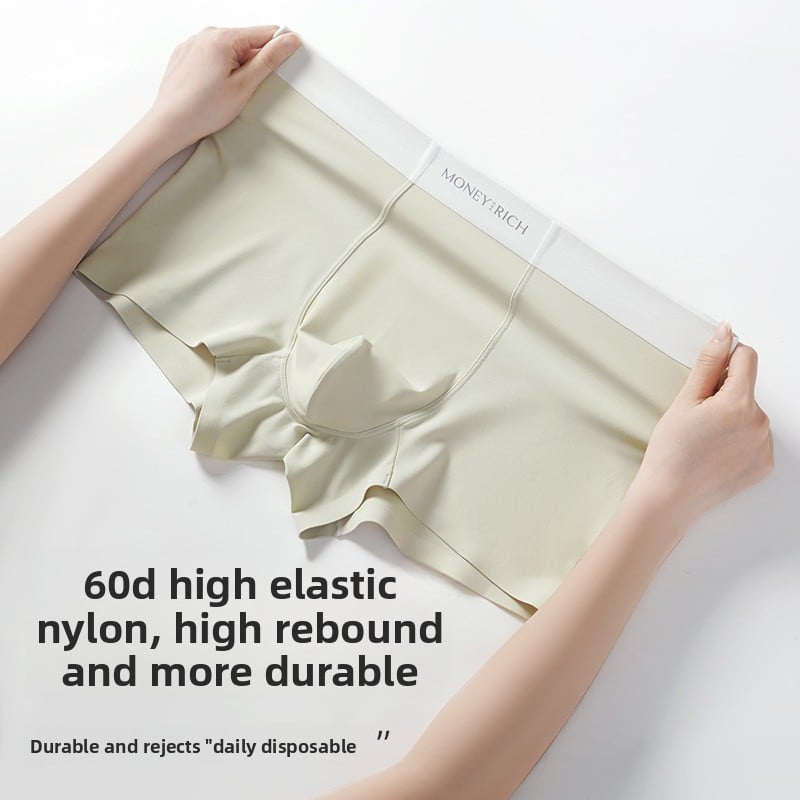 Ice Skin Seamless Antibacterial Mid Waist Boxer Underwear