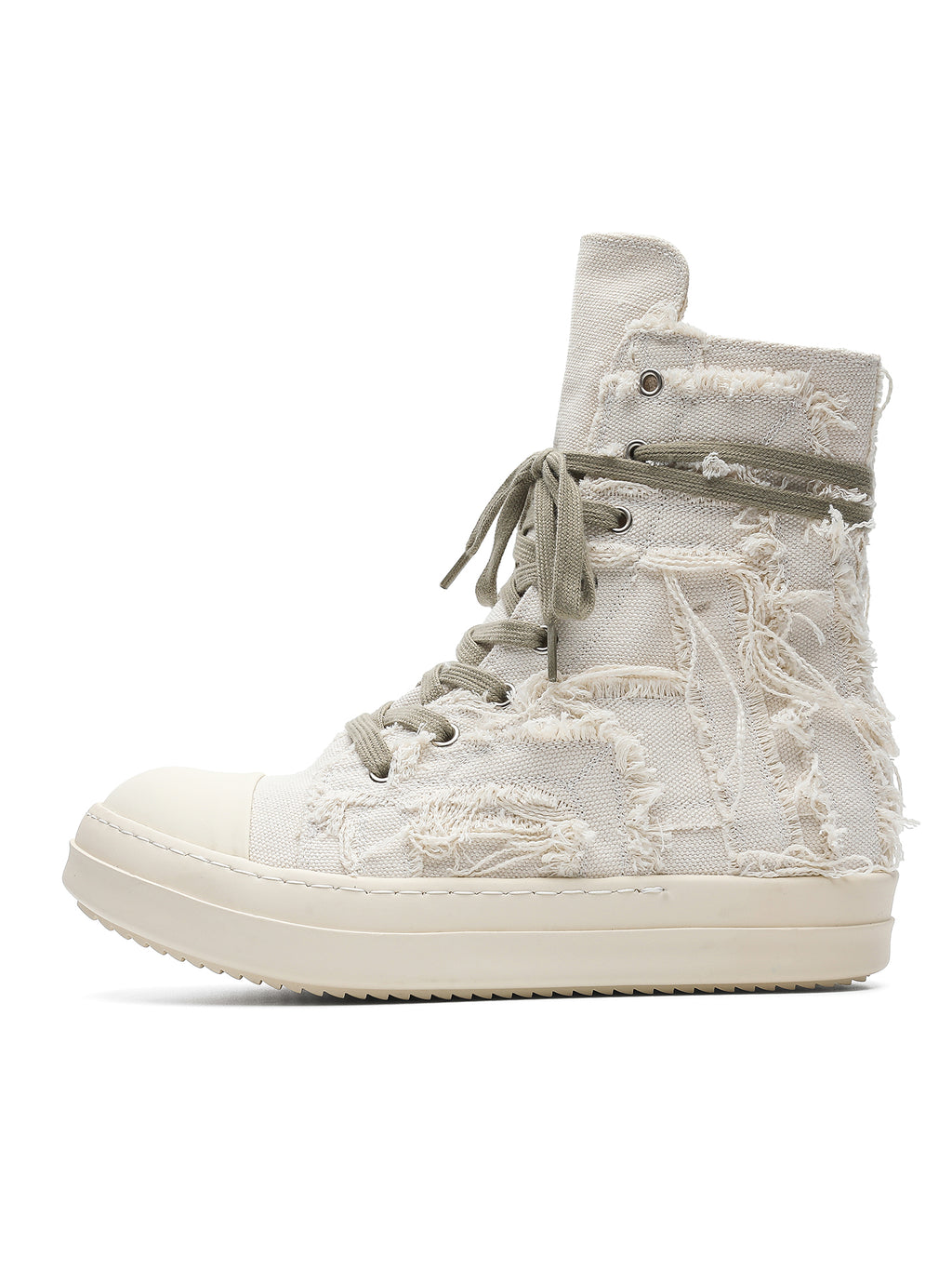 Distressed High Top Canvas Lace Up Thick Sole Sneakers