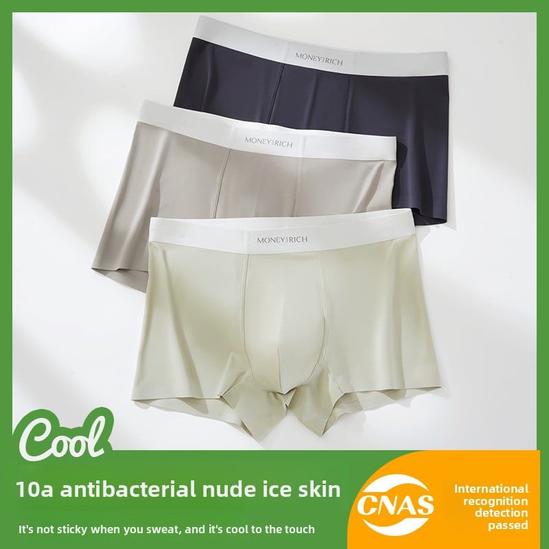 Ice Skin Seamless Antibacterial Mid Waist Boxer Underwear