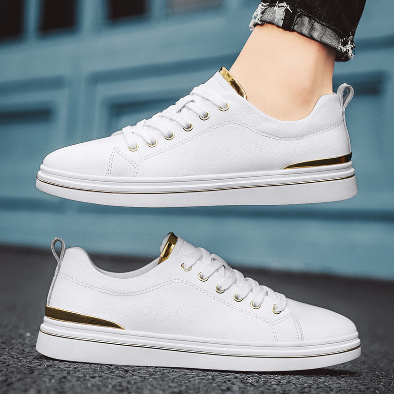Cowhide Leather Breathable Lace Up Casual Sneakers