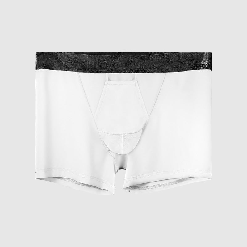 Ice Silk Breathable Mid Waist Boxer Shorts with Separation Design