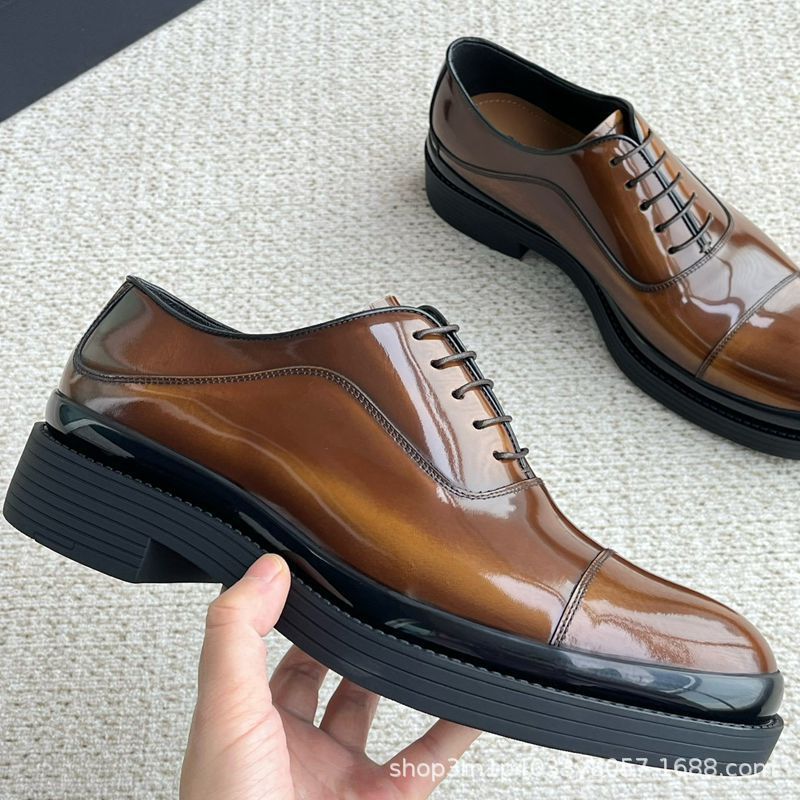 Leather Derby Lace Up Business Formal Shoes with TPU Sole