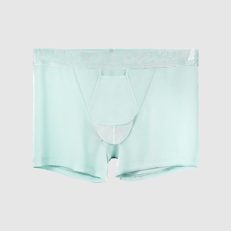 Ice Silk Breathable Mid Waist Boxer Shorts with Separation Design