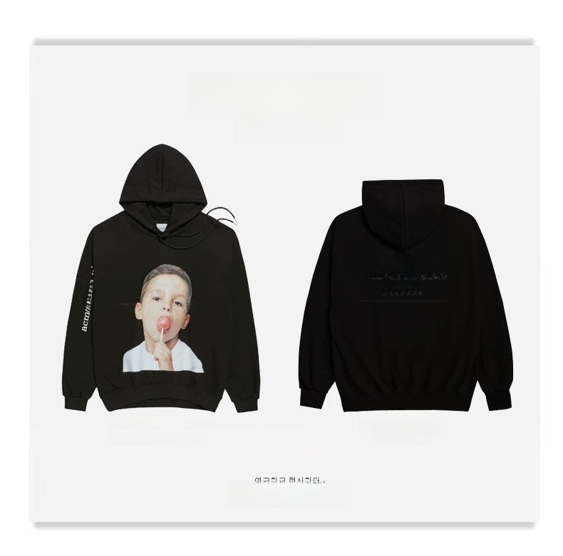 Unisex Cotton Terry Loose Fit Hooded Printed Sweatshirt