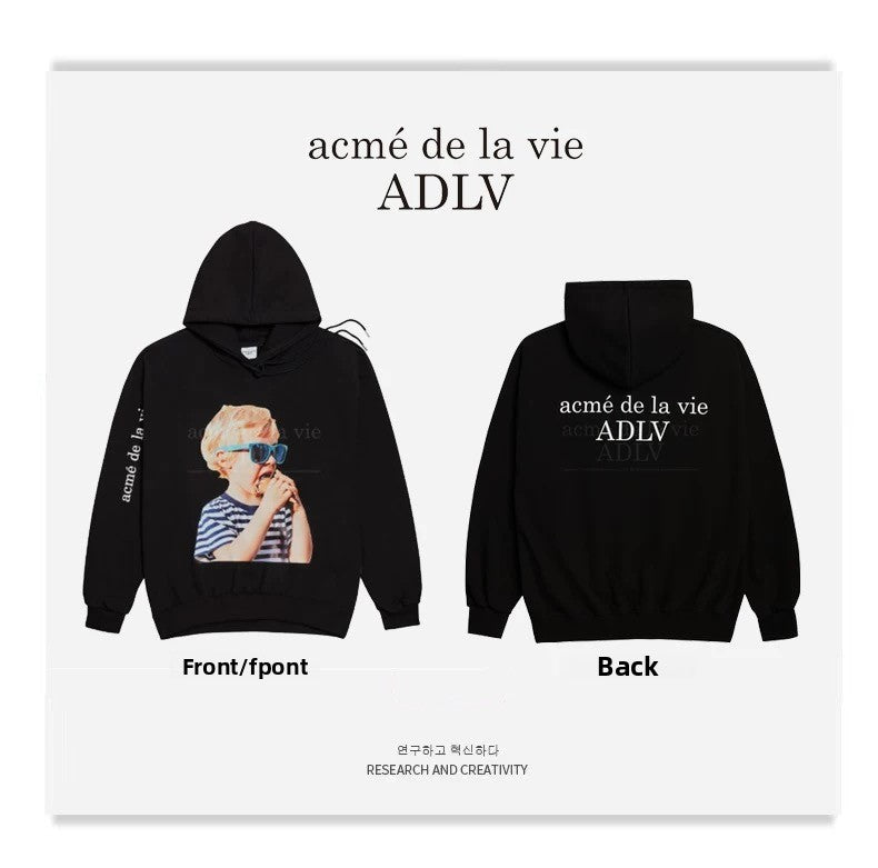 Unisex Cotton Terry Loose Fit Hooded Printed Sweatshirt