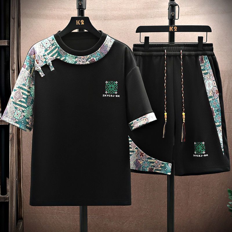 Loose Fit Polyester Short Sleeve T-Shirt and Shorts Casual Set