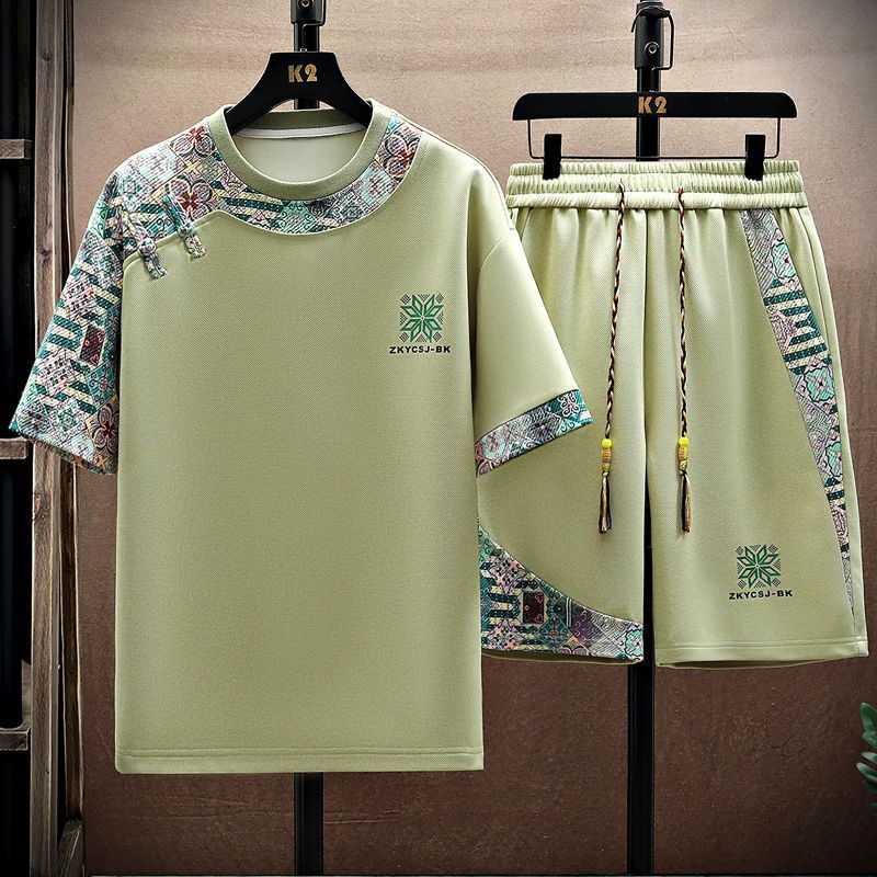 Loose Fit Polyester Short Sleeve T-Shirt and Shorts Casual Set