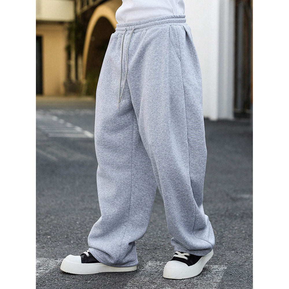 Straight Leg Drawstring Waist Casual Polyester Sweatpants