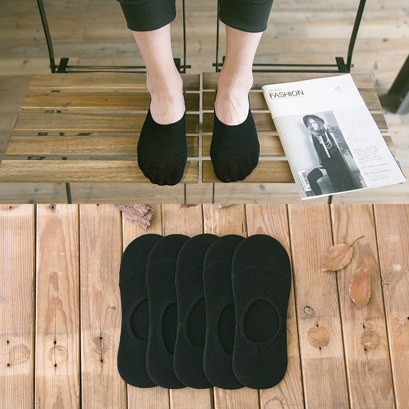 Cotton Blend Solid Color Casual Socks with Elastic Cuff