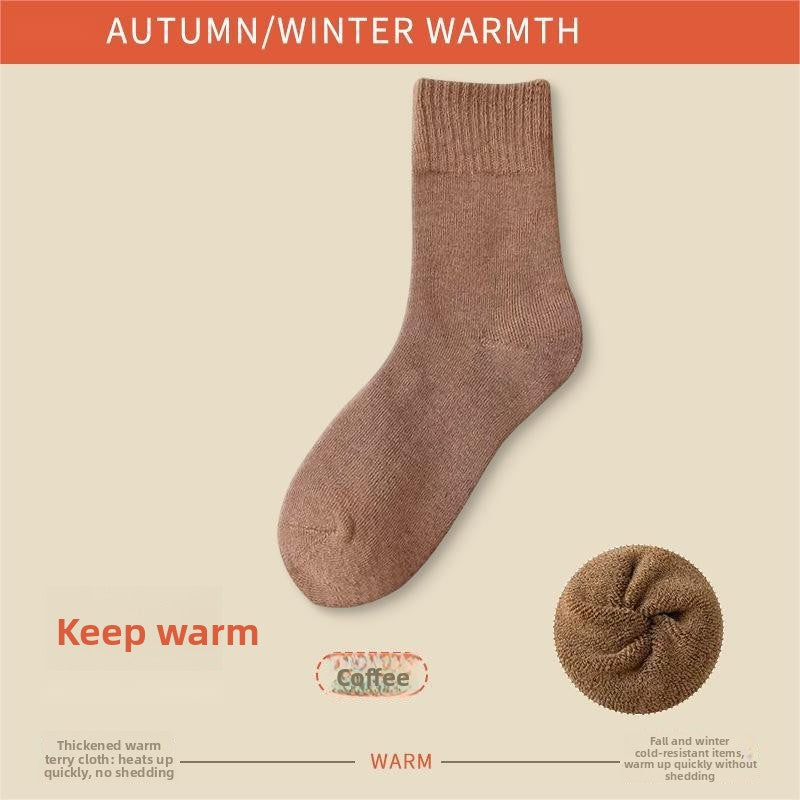 Fleece Lined Terry Mid Calf Warm Casual Socks